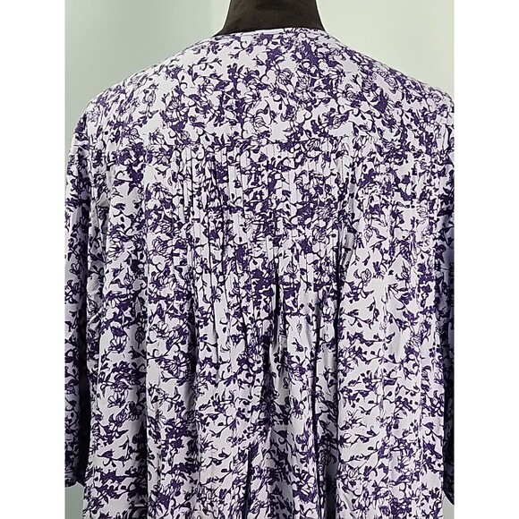 Knox Rose Size x1 Blue Floral V-Neck Ruffled Boho Top Shirt Peasant Blouse Tie - Picture 12 of 15